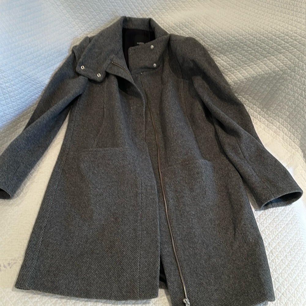Mango Size small gray wool blend coat